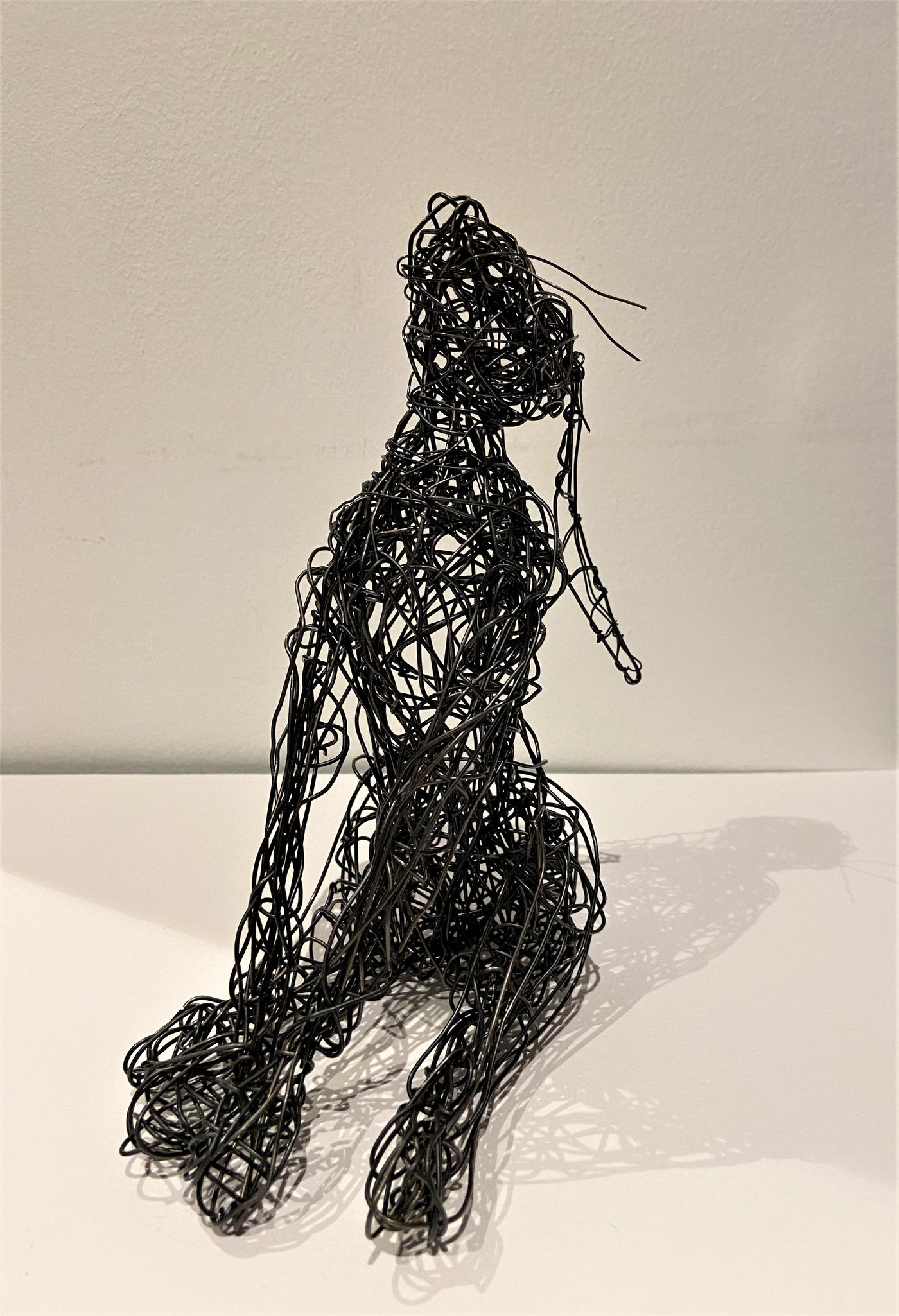 Moon-Gazing Hare - Black wire sculpture