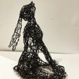 Moon-Gazing Hare - Black wire sculpture