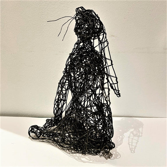 Moon-Gazing Hare - Black wire sculpture