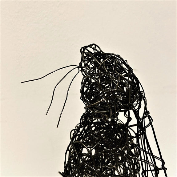 Moon-Gazing Hare - Black wire sculpture