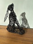 Moon-Gazing Hare - Black wire sculpture