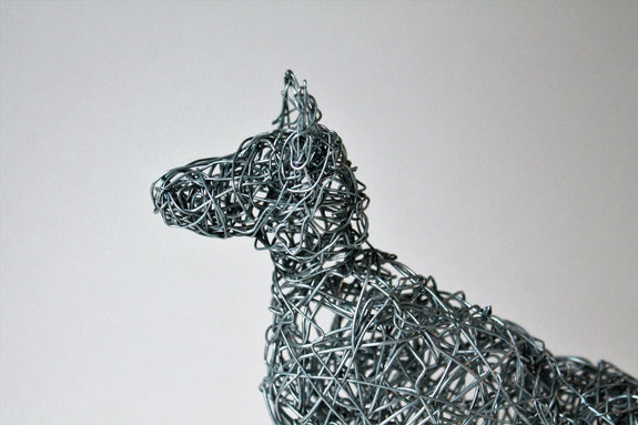 Sitting Wire Dog Sculpture