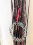 Handmade Wire and Glass Bead Christmas Wreath Decoration